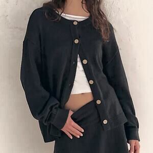 FREE PEOPLE | Ameena Sweater Black Cardigan Buttons